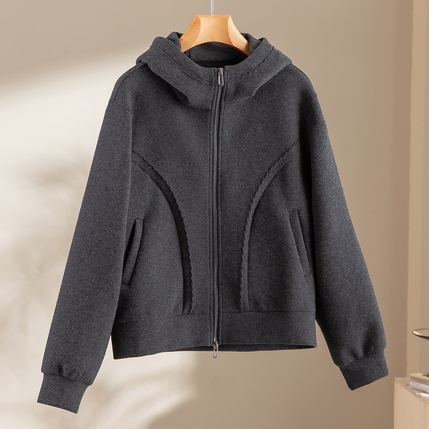 Women Relaxed-Fleece-Pants with High Waist, Drawstring and Decorative Side Seam Mune Fashion