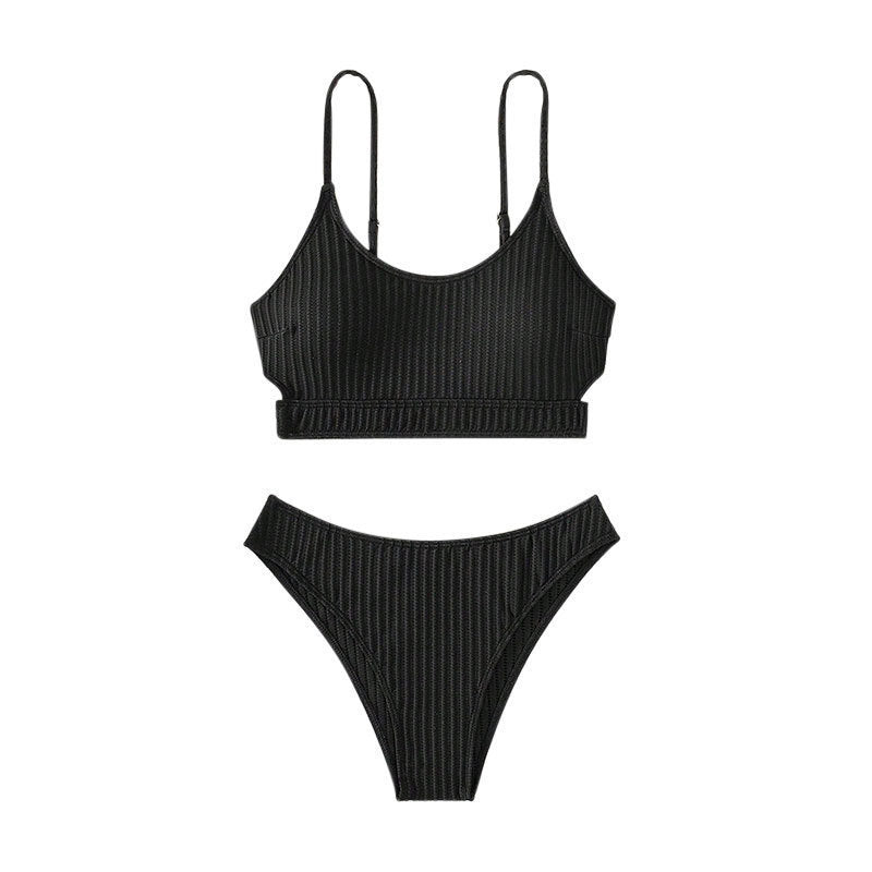 Women’s sports bikini with fine stripe pattern and adjustable straps Mune Fashion