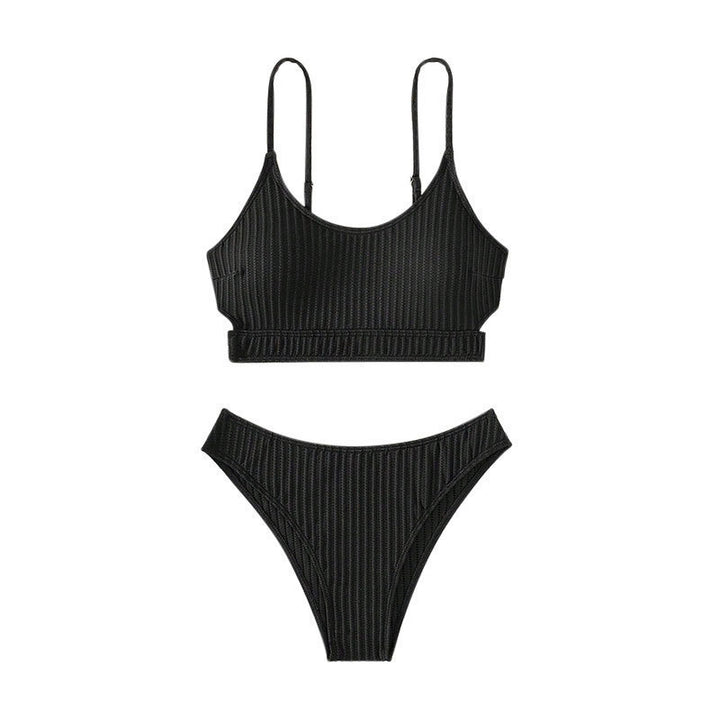 Women’s sports bikini with fine stripe pattern and adjustable straps Mune Fashion
