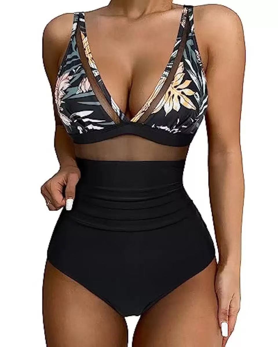 Women's High-waisted Bikini with Transparent Inserts Mune Fashion
