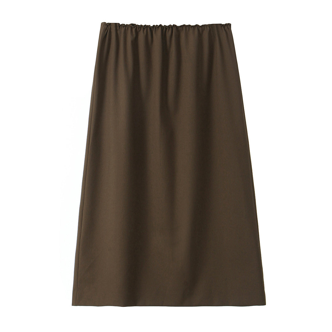 Women A-line midi skirt with elastic waistband and flowing silhouette Mune Fashion
