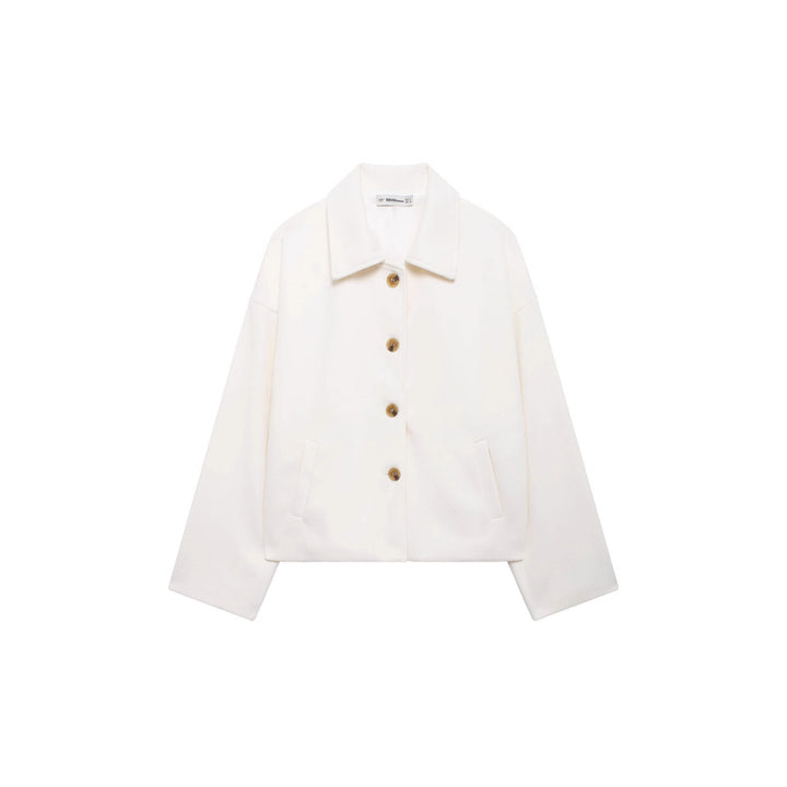 Women's short coat made of wool blend with oversized silhouette and concealed button placket Mune Fashion