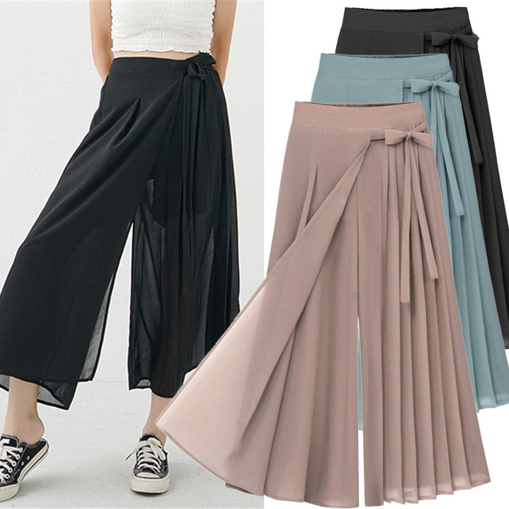 Women's nan asymmetrical wrap midi skirt with partial pleats and tie Mune Fashion