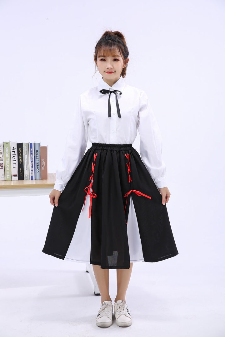 Girls Elegant Blouse with Ruffled Skirt and Bow Details Mune Fashion
