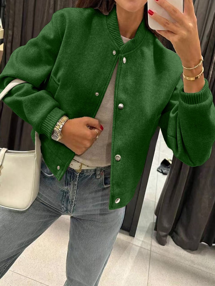 Women's short bomber-style jacket made of teddy fleece with ribbed cuffs Drune