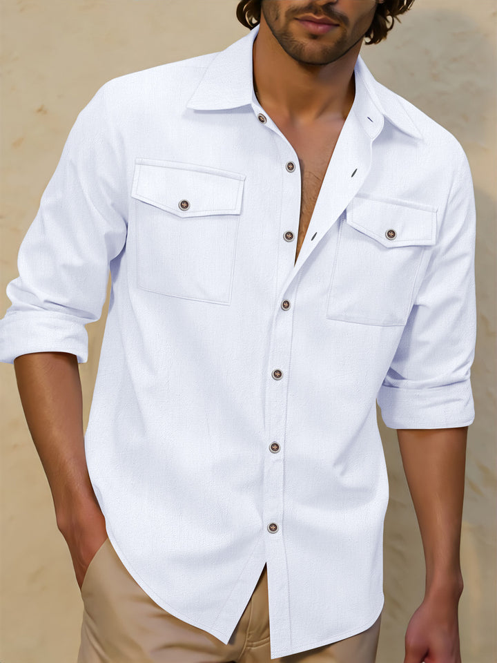 Men's casual shirt with chest pockets, Kent collar, and rolled-up sleeves Mune Fashion