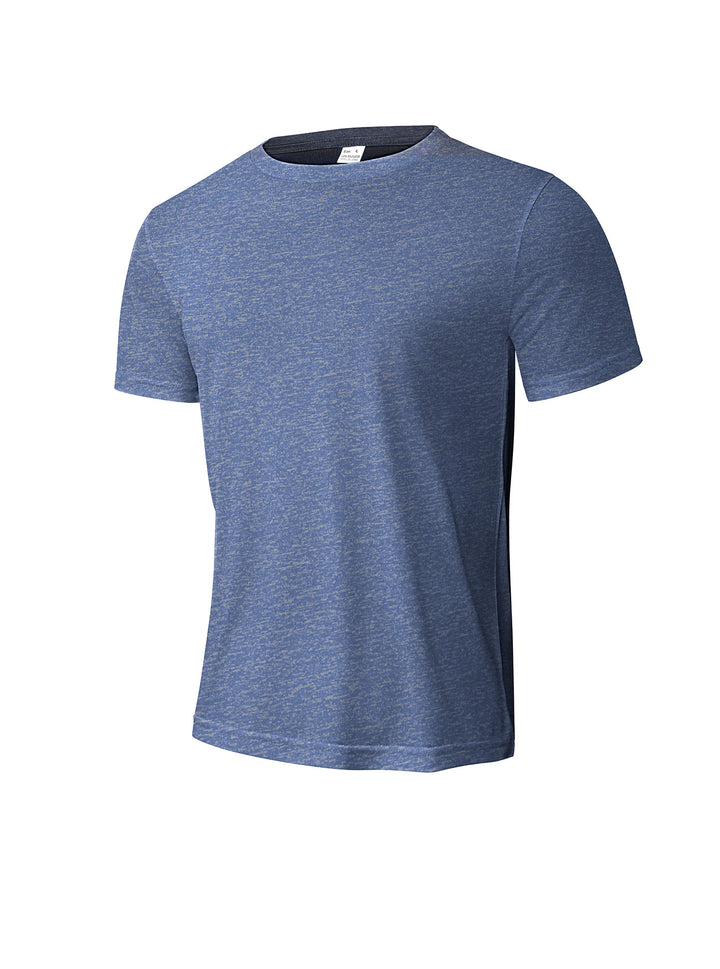 Men's melange functional T-shirt with round neck, lightweight cotton blend and breathable structure Mune Fashion