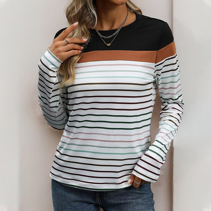 Women's Long Sleeve Shirt with Stripes Mune Fashion