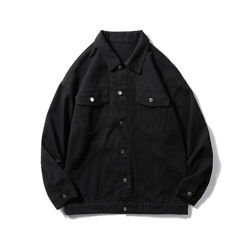 Men's Oversized Canvas Utility Jacket with Snap Front, Patch Chest Pockets, and Raglan Sleeves Mune Fashion