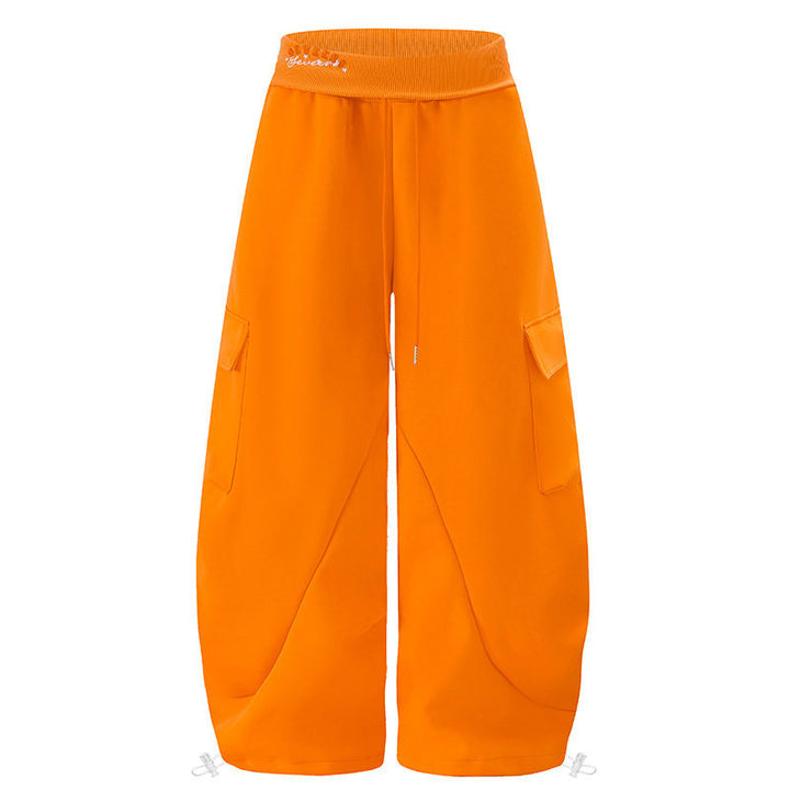 Women's Extra Wide Cargo Palazzo Sweatpants with High Comfort Waistband and Adjustable Hem