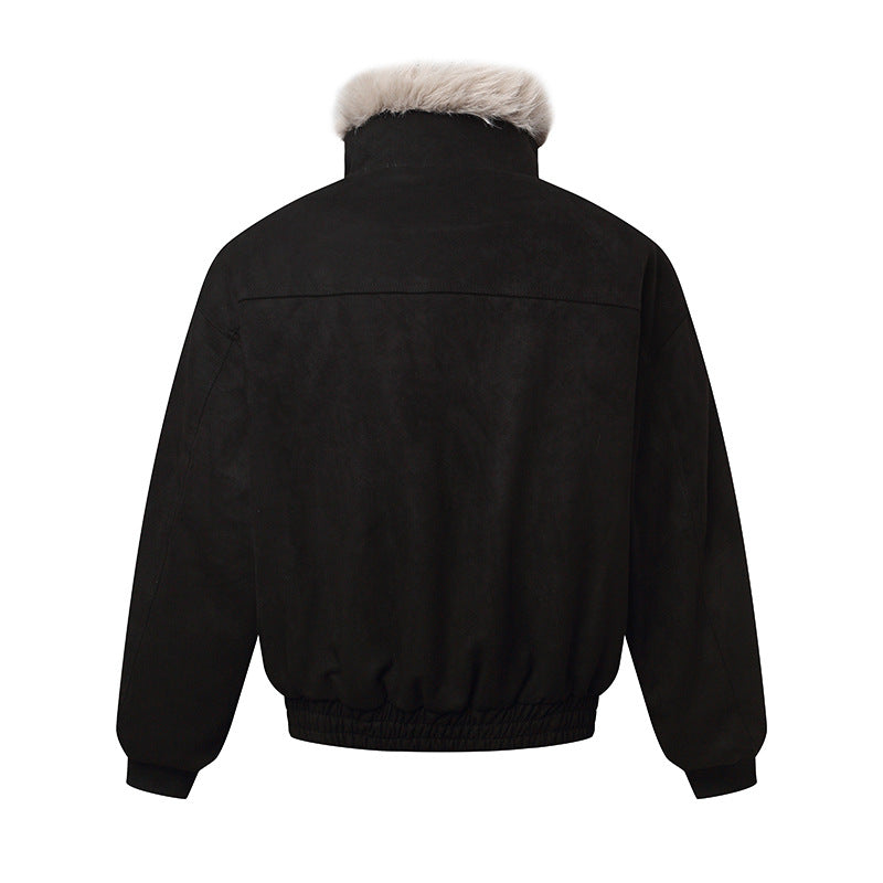 Men's bomber jacket in aviator look with faux fur trim and buckle collar Mune Fashion