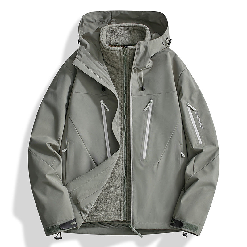 Men's two-in-one softshell outdoor jacket with detachable fleece inner jacket and waterproof zippers Mune Fashion