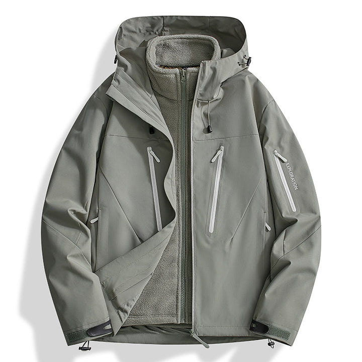 Men's two-in-one softshell outdoor jacket with detachable fleece inner jacket and waterproof zippers Mune Fashion