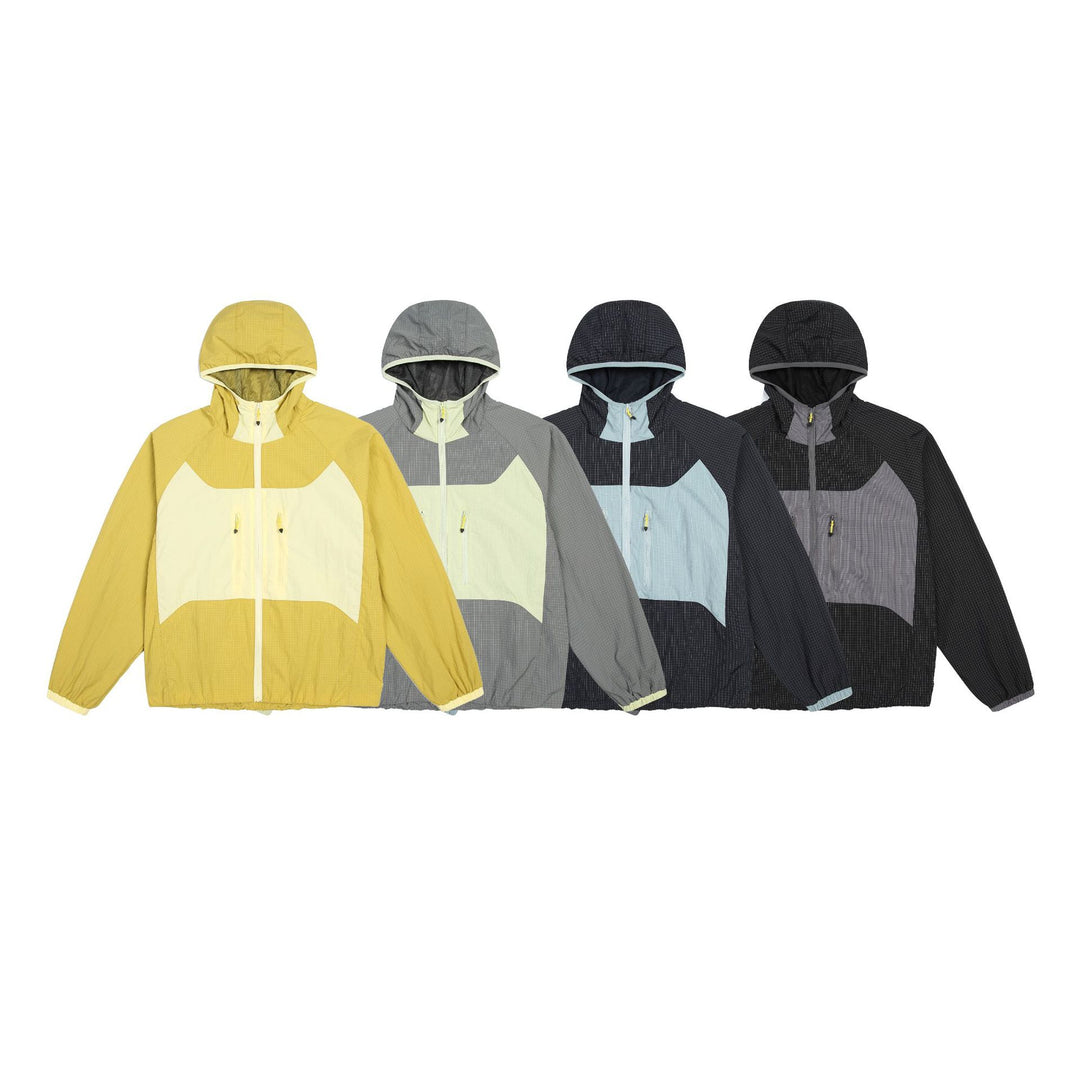 Unisex Light Hooded Windbreaker with Ripstop Material, Colourblock Inserts and Front Pockets Mune Fashion