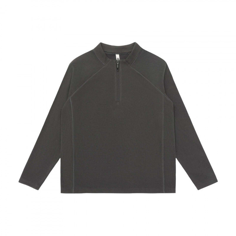 Unisex Lightweight Oversized Half-Zip Sweatshirt with Raglan Sleeves and Stand-Up Collar Mune Fashion