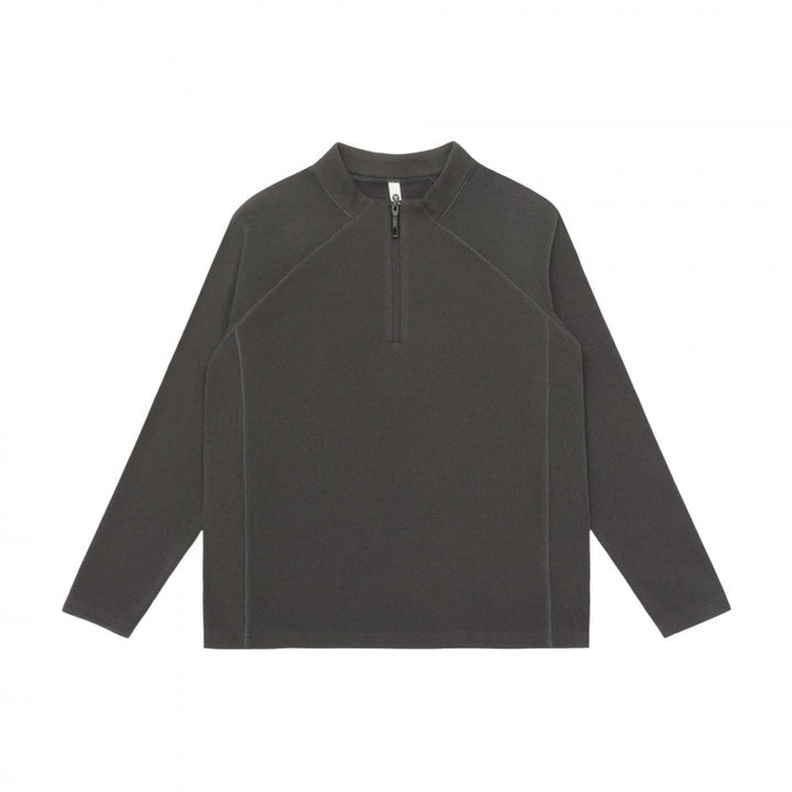 Unisex Lightweight Oversized Half-Zip Sweatshirt with Raglan Sleeves and Stand-Up Collar Mune Fashion