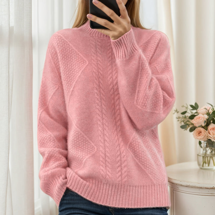 Women's structured oversized knit sweater with stand-up collar and ribbed cuffs Mune Fashion