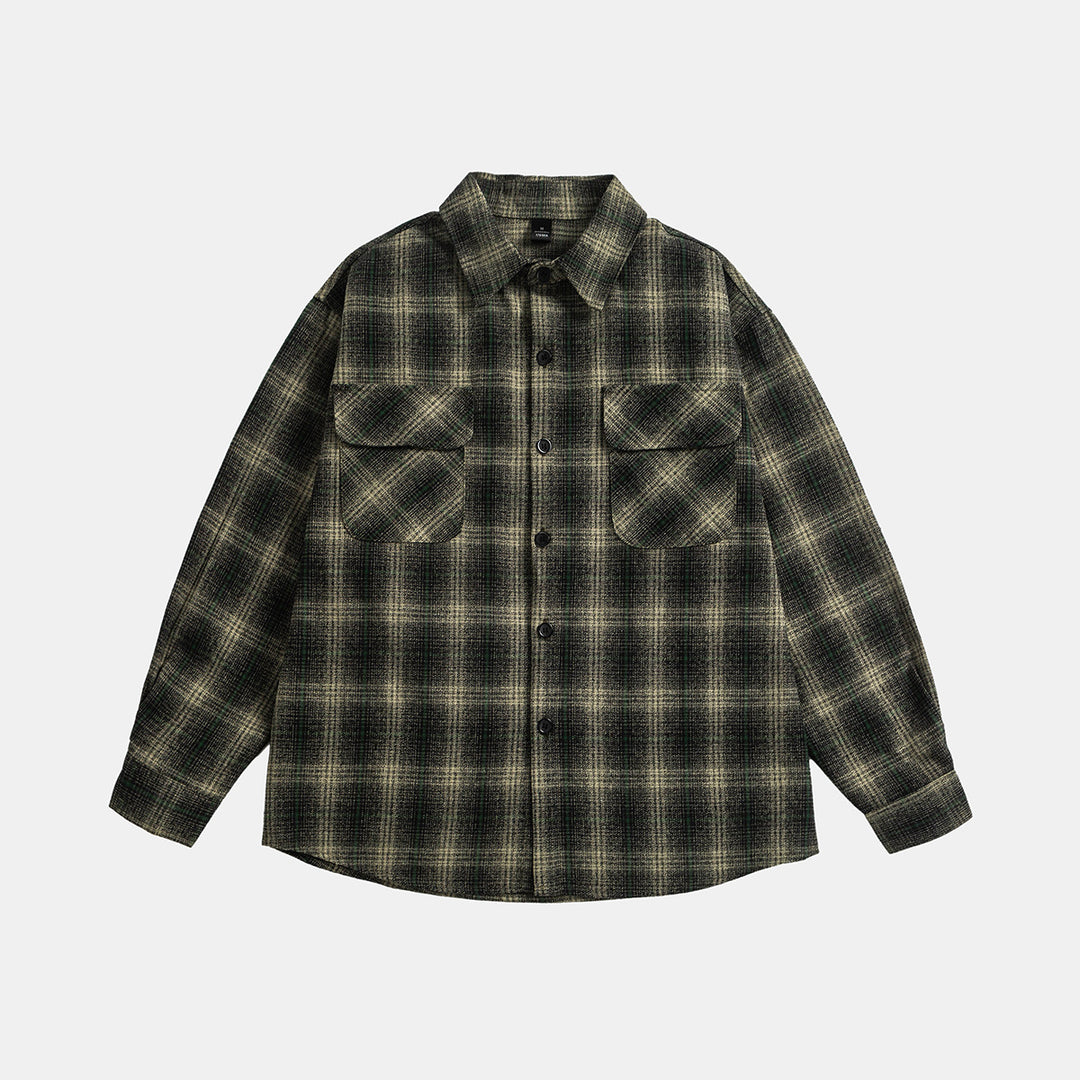 Unisex Checked Overshirt Jacket in Flannel Look with Chest Flap Pockets Mune Fashion