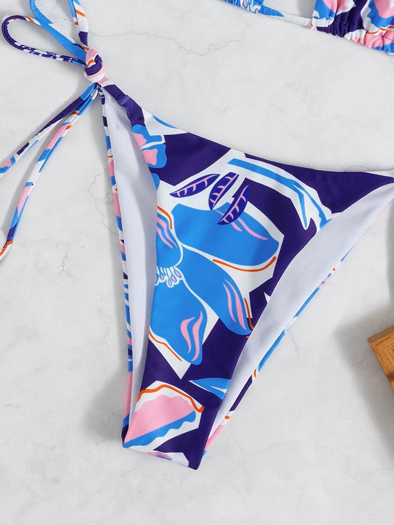 Women Triangle Bikini with stunning floral design and sophisticated lacing details Mune Fashion