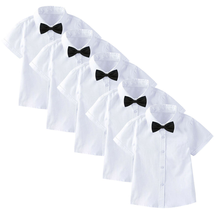 Women Short Sleeve Shirt Set with Tie and Bow Tie Mune Fashion