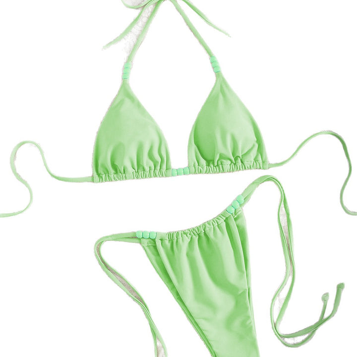 Women Triangle Bikini with Colorful Bead Design Mune Fashion