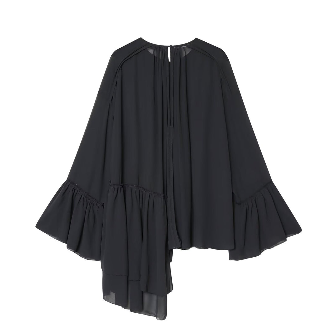 Women's asymmetrical ruffle tunic with gathers Mune Fashion
