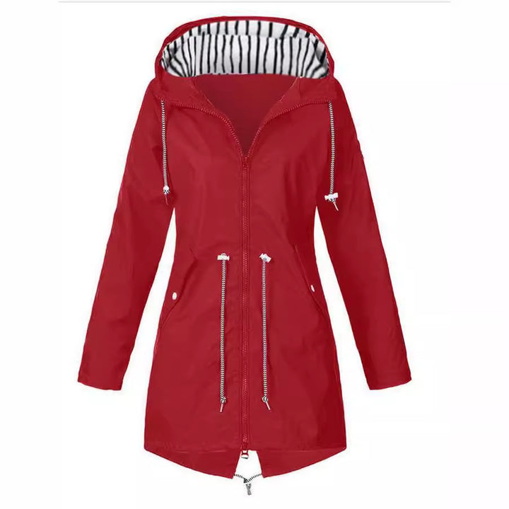 Women's tailored parka jacket with hood, drawstring waist and concealed zipper Mune Fashion