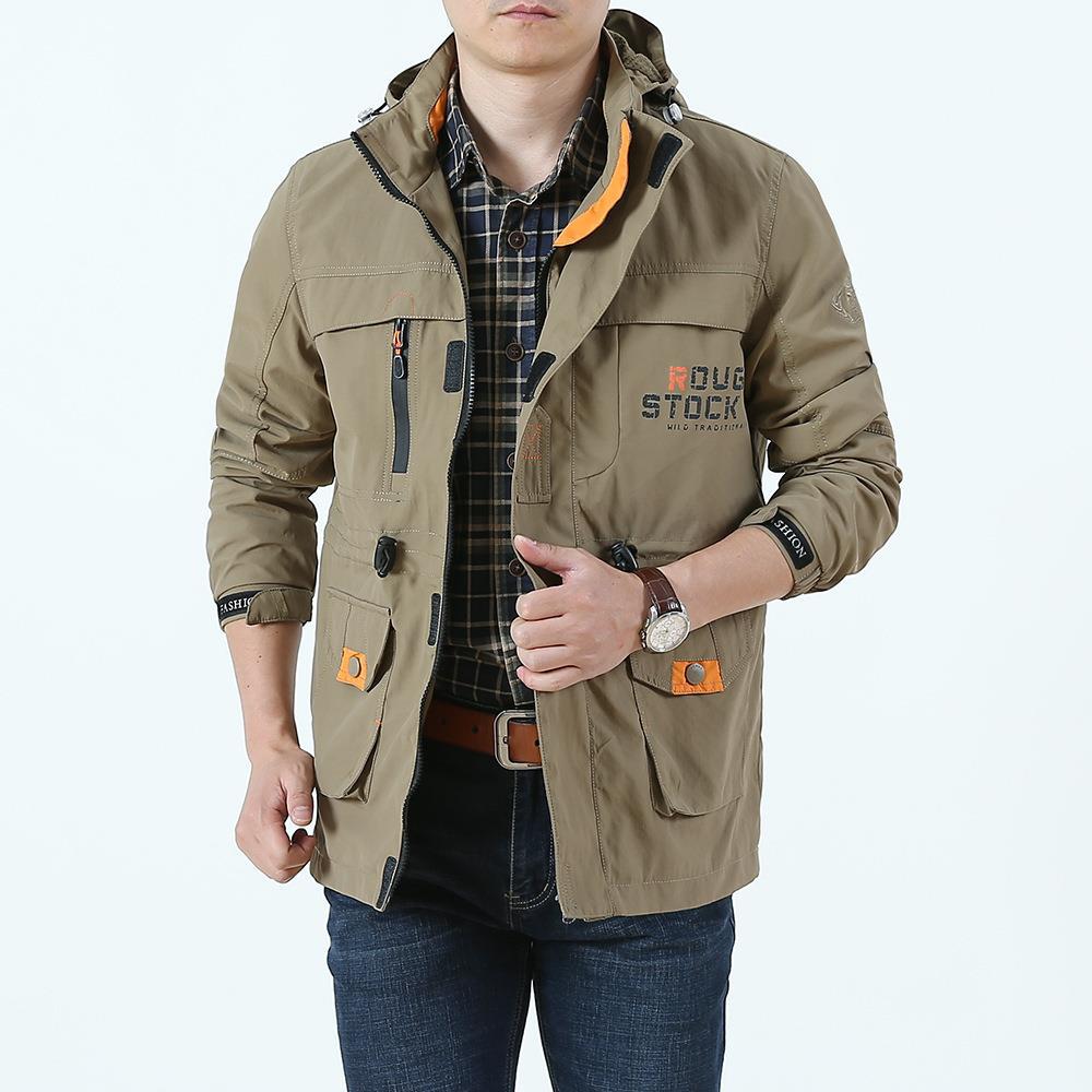 Men's field jacket in utility style with hood and multifunctional pockets Mune Fashion