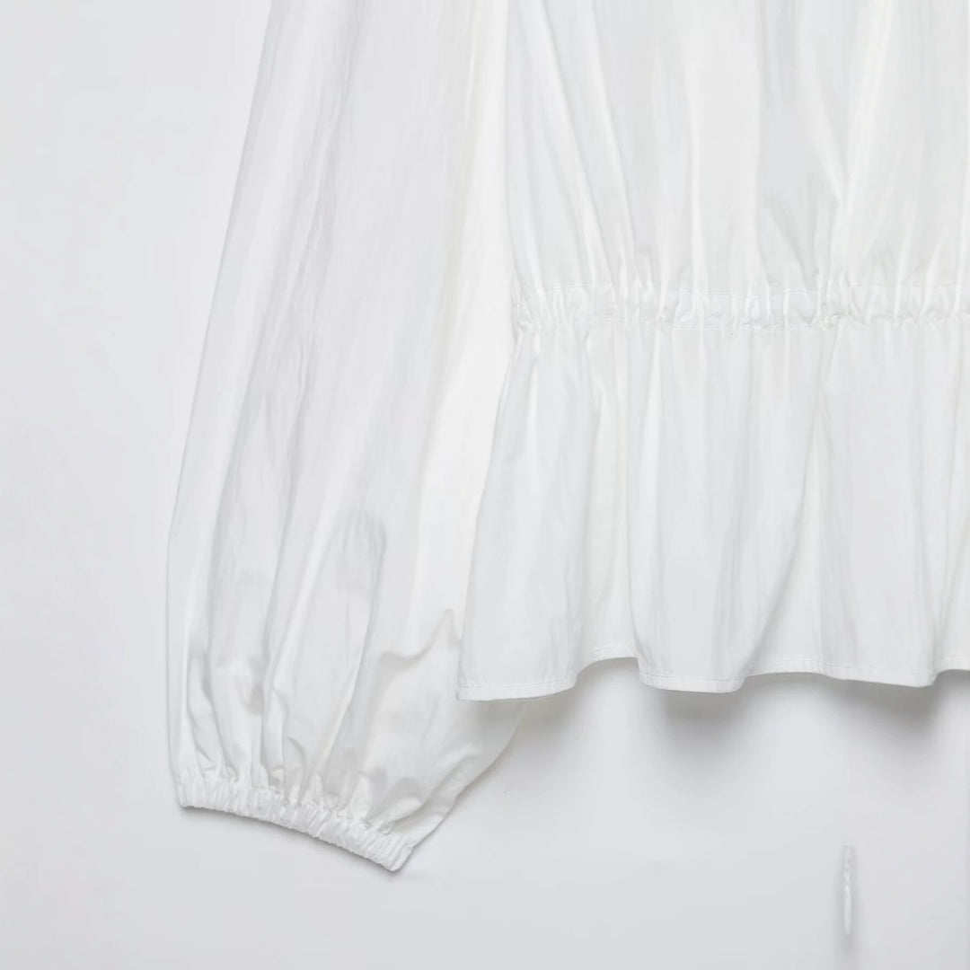 Women Ultralight Cropped Anorak with drawstring waist, balloon sleeves and high stand-up collar Drune