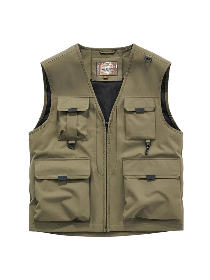 Men's Multifunctional Utility Vest with Multiple Pockets and Durable Zipper Mune Fashion