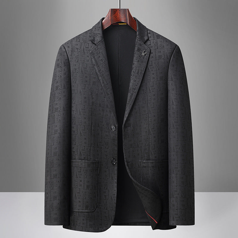 Men's blazer made of textured jacquard wool blend with two-button cut and patch pockets Mune Fashion