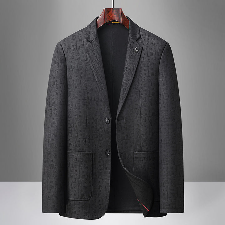 Men's blazer made of textured jacquard wool blend with two-button cut and patch pockets Mune Fashion