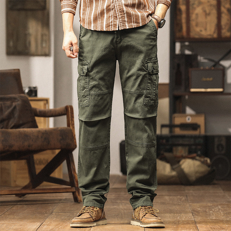 Men Durable Canvas Cargo Pants with Ergonomic Knee Pleats, Drawstring Waistband and Patch Pocket Mune Fashion