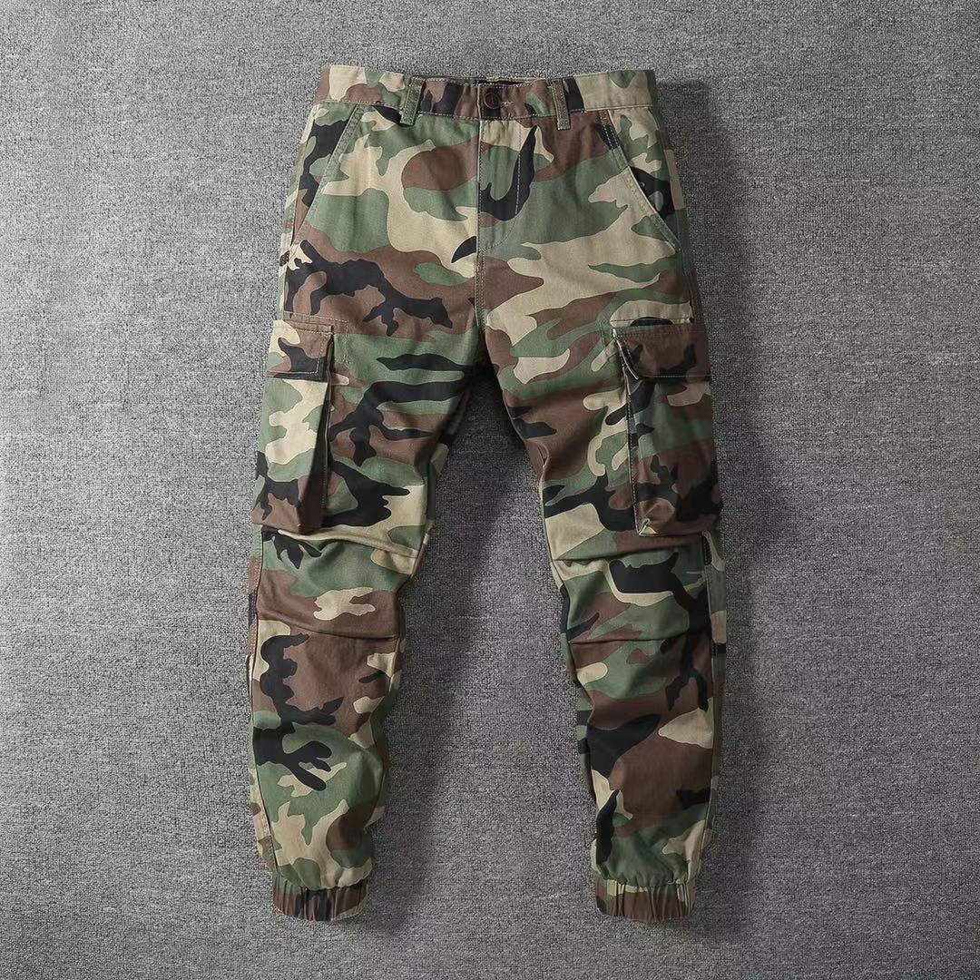 Men's cargo pants in camouflage pattern with elastic cuffs and multifunction pockets Mune Fashion