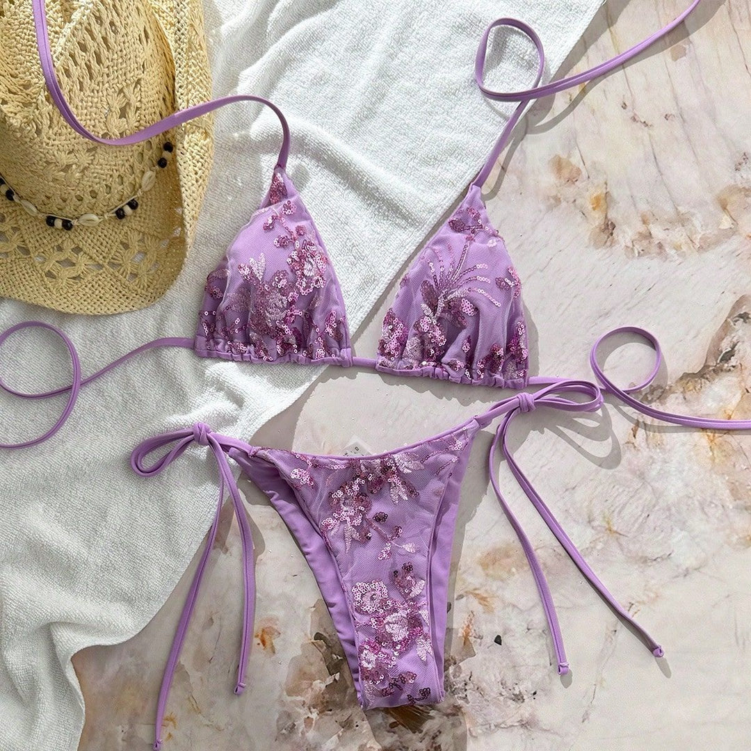 Women's Glamorous Triangle Bikini with Glitter Elements Mune Fashion