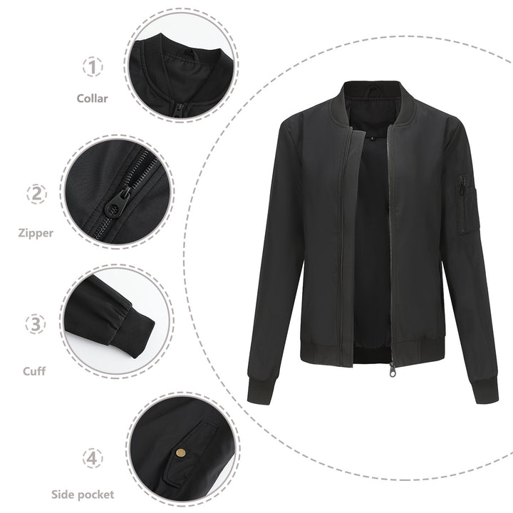 Women's lightweight bomber jacket with arm pocket, contrast cuffs, and sporty fit Mune Fashion