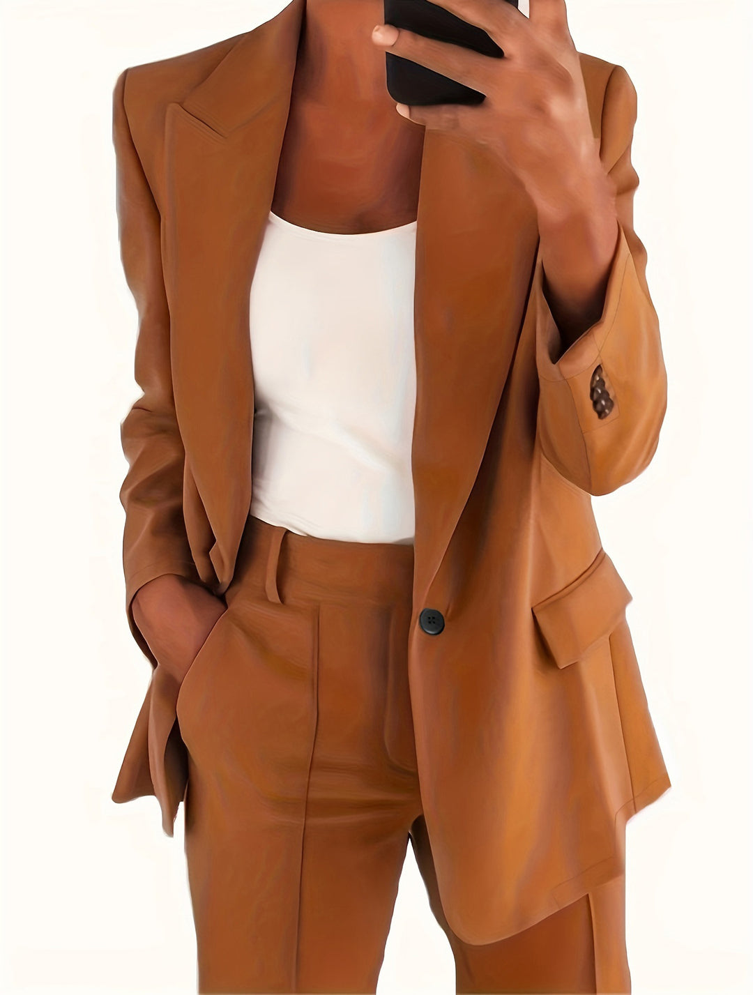 Women high-waisted straight-cut suit trousers with crease Mune Fashion