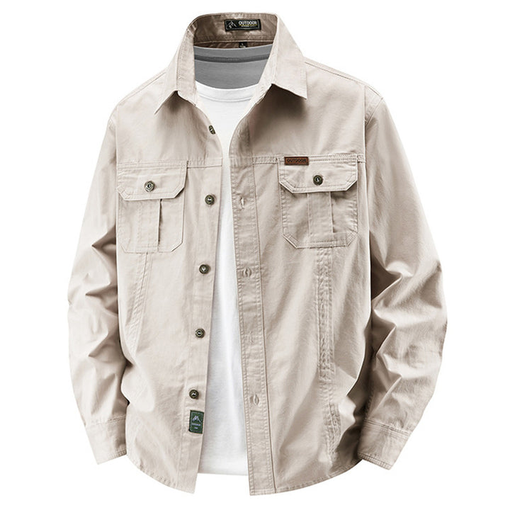 Men's lightweight overshirt jacket with flap chest pockets and classic shirt collar Mune Fashion