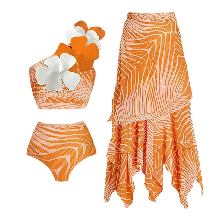 Women's bikini set with asymmetrical top and flowing maxi skirt Mune Fashion