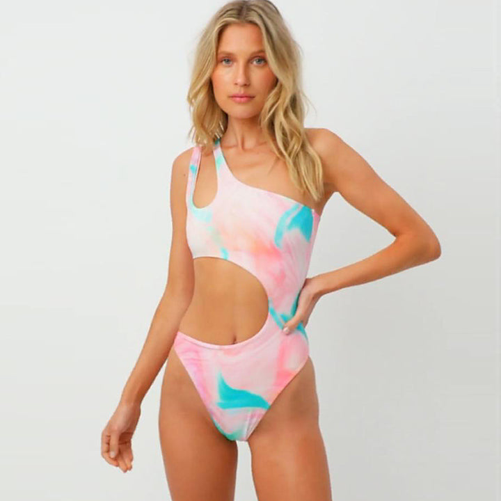 Women's One-Piece Swimsuit with Innovative Cut-Out and Asymmetric Design Mune Fashion