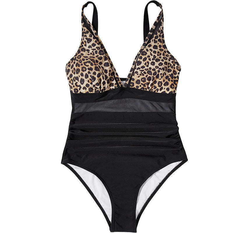 Women's One-piece Swimsuit with attractive leopard print and body-shaping design Mune Fashion