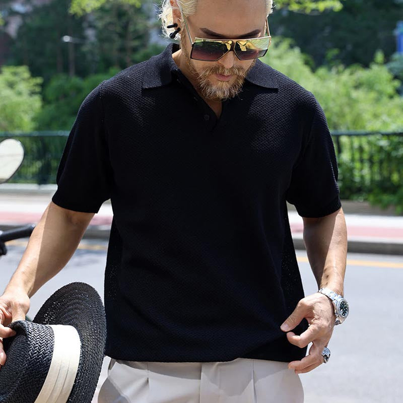 Men's Structured Short Sleeve Polo made of Light Cotton Knit Mune Fashion