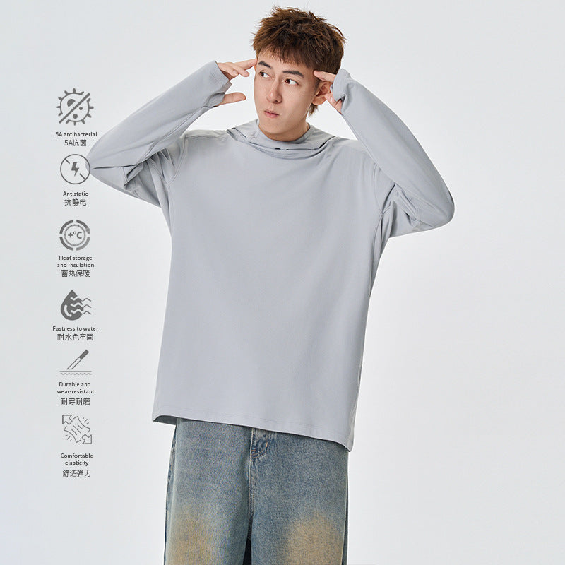 Herren Kapuzenpullover mit hohem Schalkragen aus technischem Stretchjersey Mune Fashion