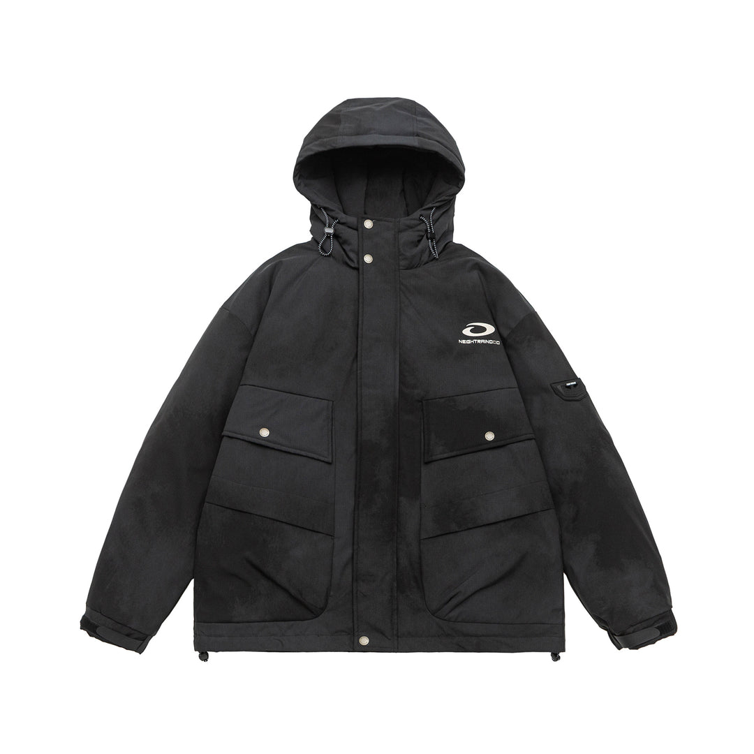 Men's Padded Parka Jacket with Hood and Utility Pockets Mune Fashion