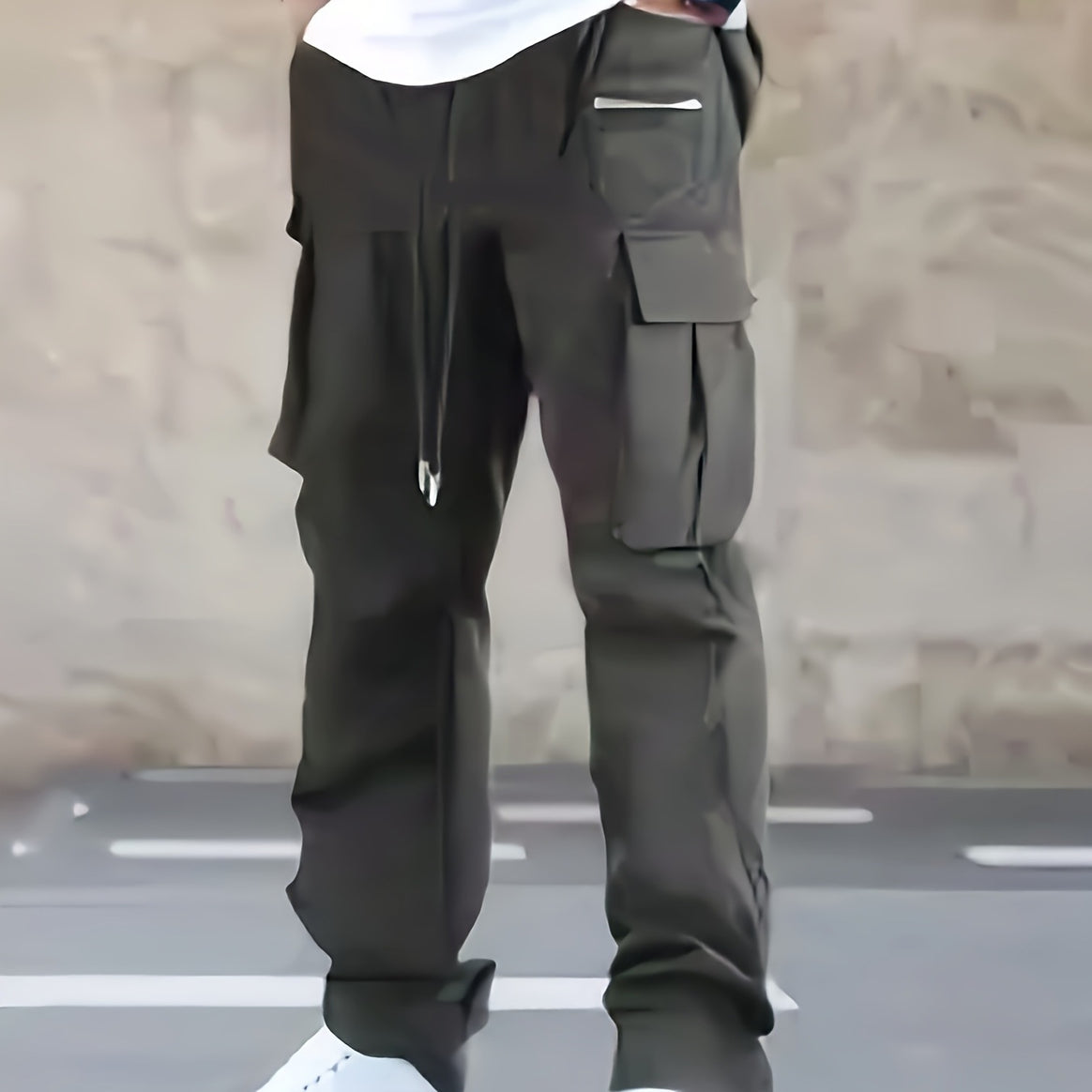 Men's utilitarian cargo pants with zip pocket, flaps & drawstring waist Mune Fashion