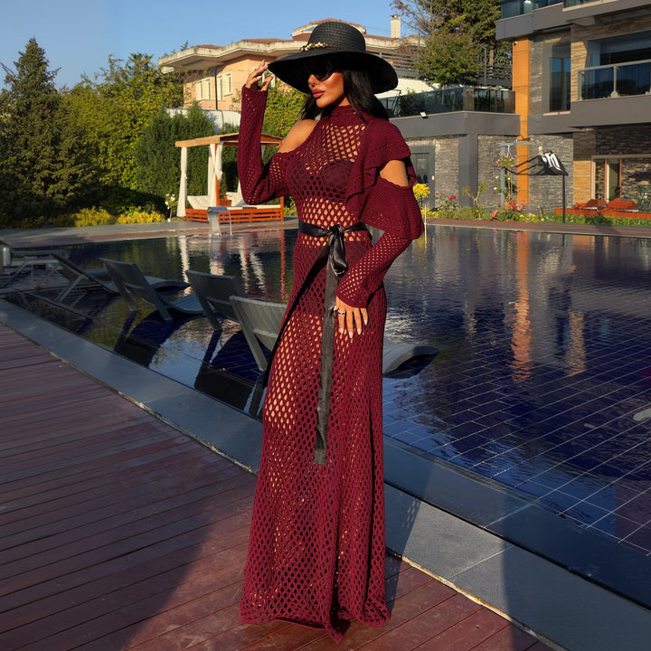Women's Off-Shoulder Mesh Dress with Elegant Ruffles Mune Fashion