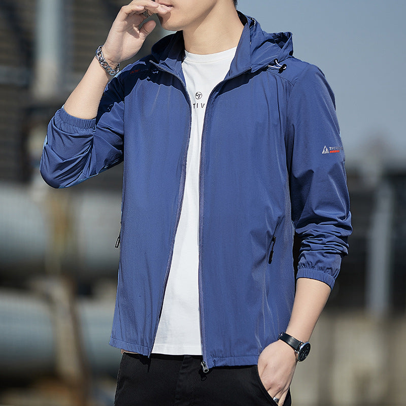 Men's Ultralight Wind and Rain Jacket with Hood, Packable and Zipper Pockets Mune Fashion