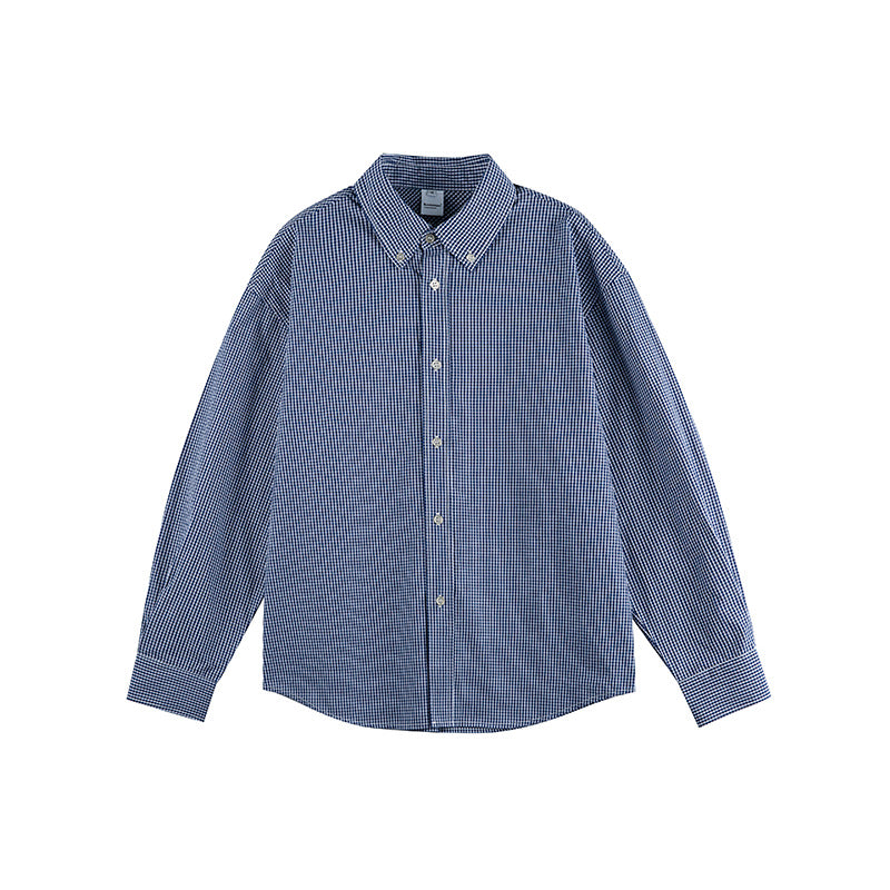 Men's Check Oversize Shirt with Button-Down Collar and Rounded Hem Mune Fashion