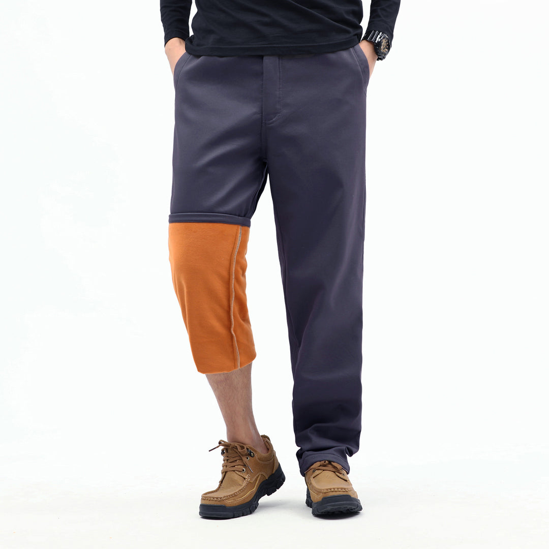 Men's Contrast-Lined Chino Jogger with Turned-Up Fleece Lining and Elastic Waistband Mune Fashion