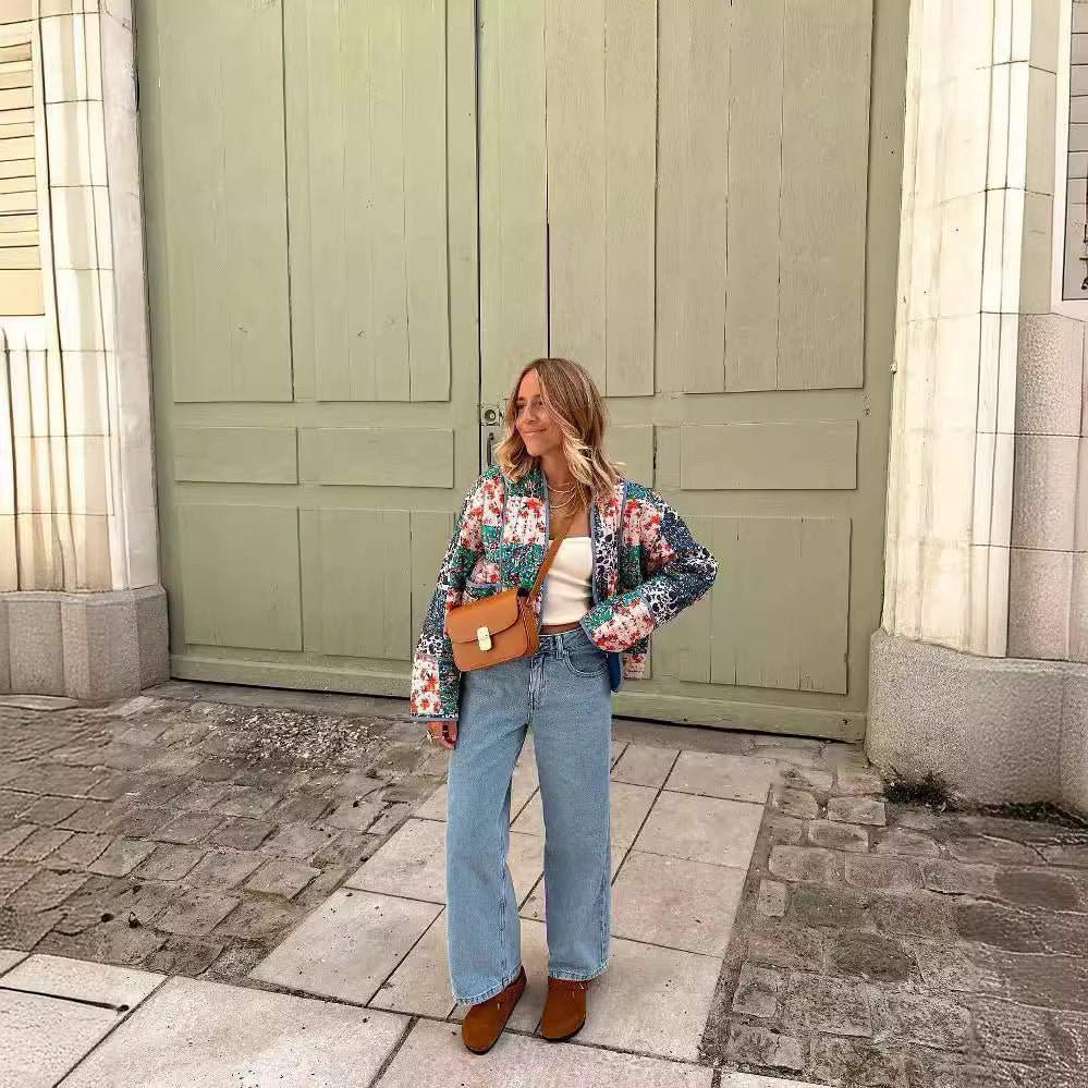 Women's Padded Patchwork Jacket in Kimono Style Mune Fashion